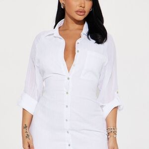 Fashion Nova White Button-Down Shirt